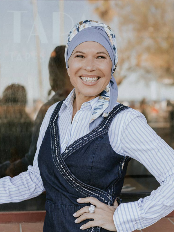 Felice Sjaal Mutsje Alma Print - chemo sjaaltje - alopecia hoofddoekje | blauw multi