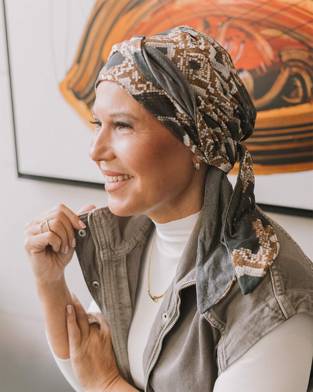 Felice Sjaal Mutsje Doris Print - chemo sjaaltje - alopecia hoofddoekje | multi