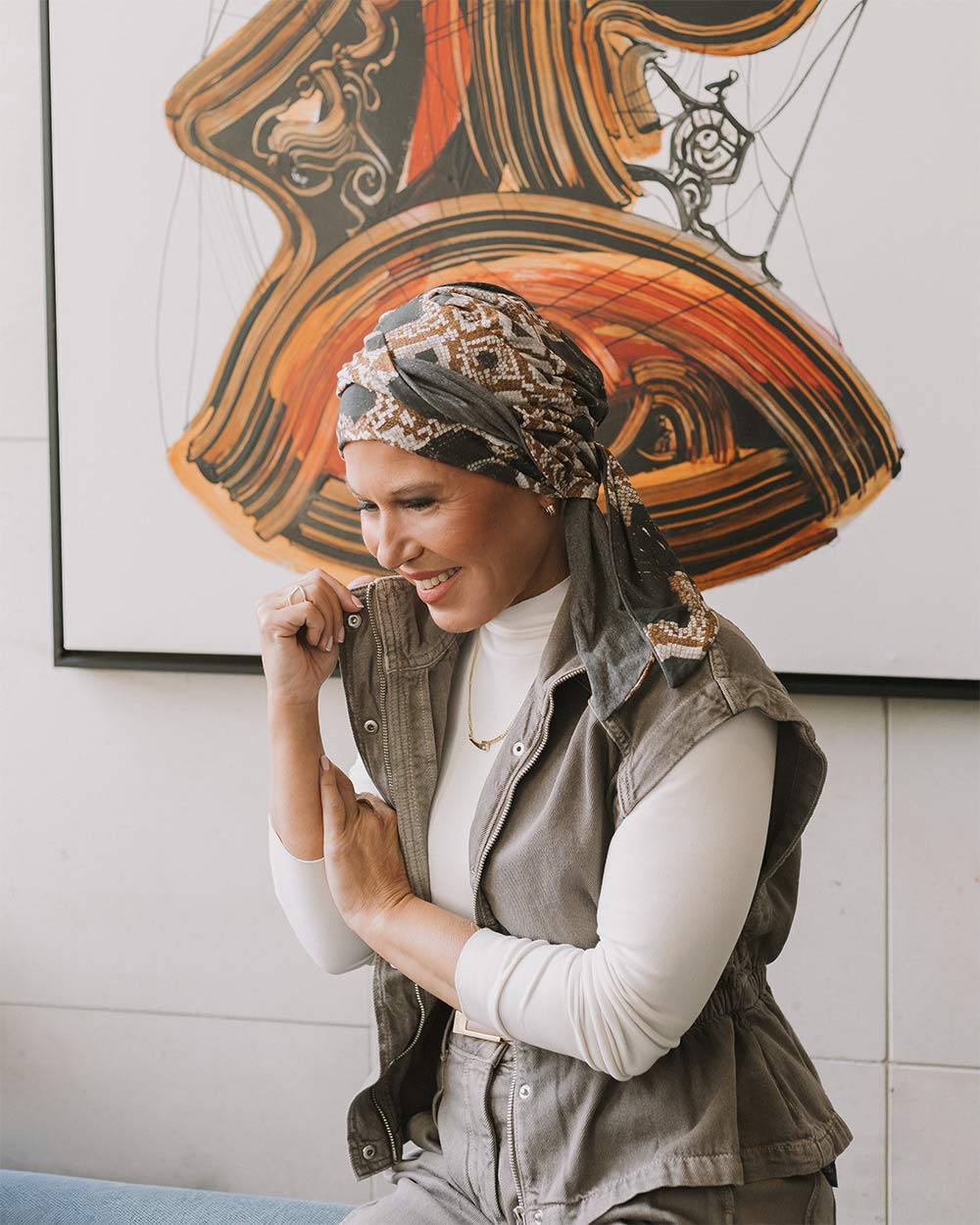 Felice Sjaal Mutsje Doris Print - chemo sjaaltje - alopecia hoofddoekje | multi