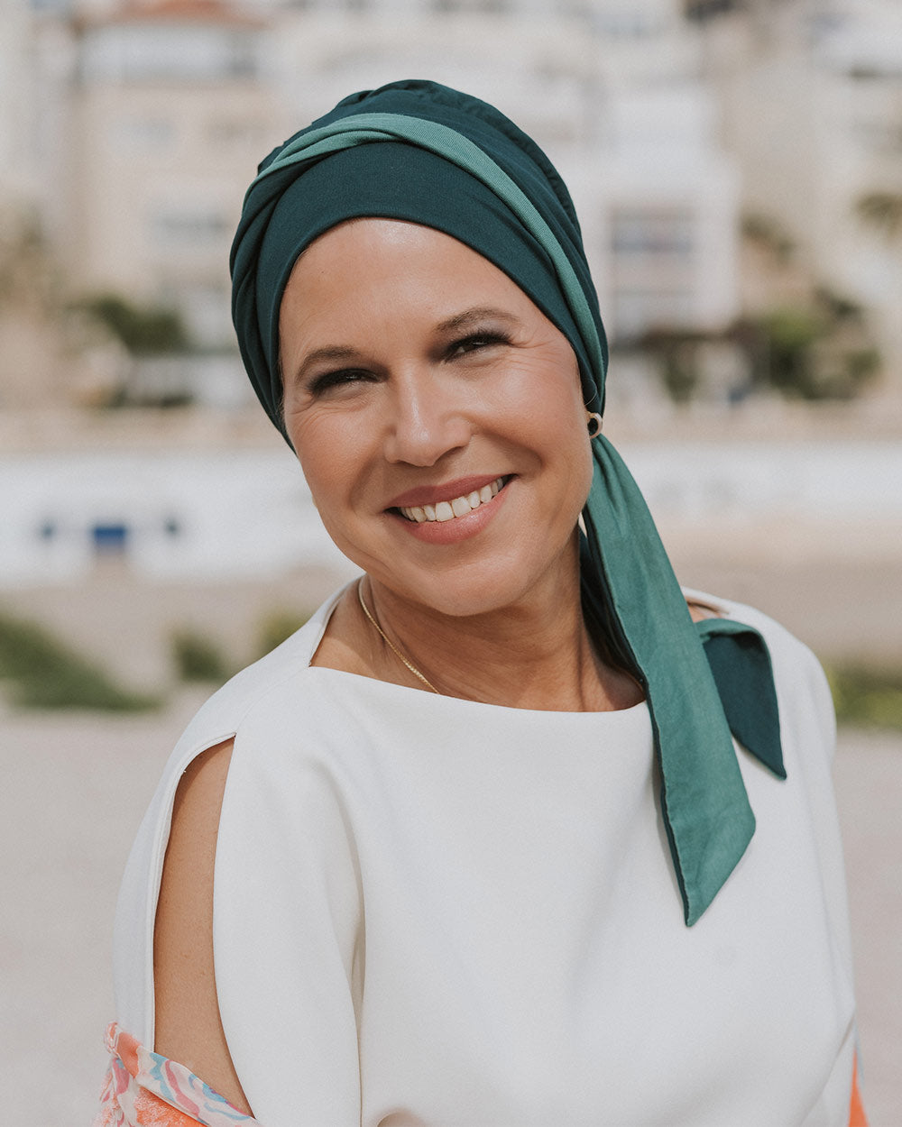 Felice Sjaal Mutsje Doris Print - chemo sjaaltje - alopecia hoofddoekje | groen