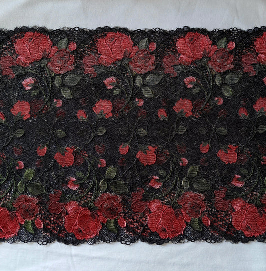 Stomaband kant | kleur zwart rozen